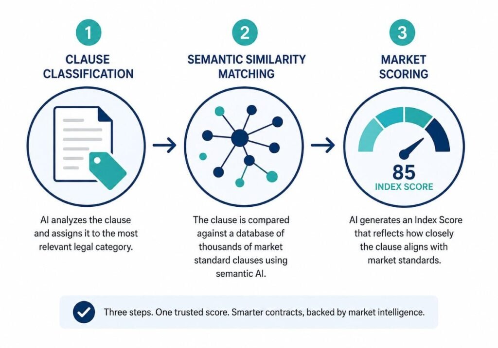 Law Insider AI Assistant clause scoring process—classification, similarity matching, market scoring