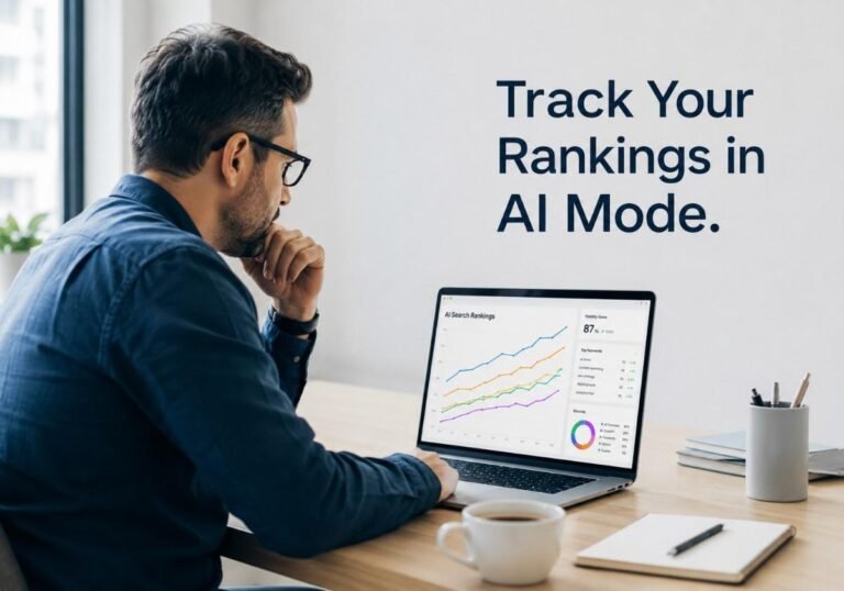 rank tracking tool ai mode dashboard shown on laptop screen