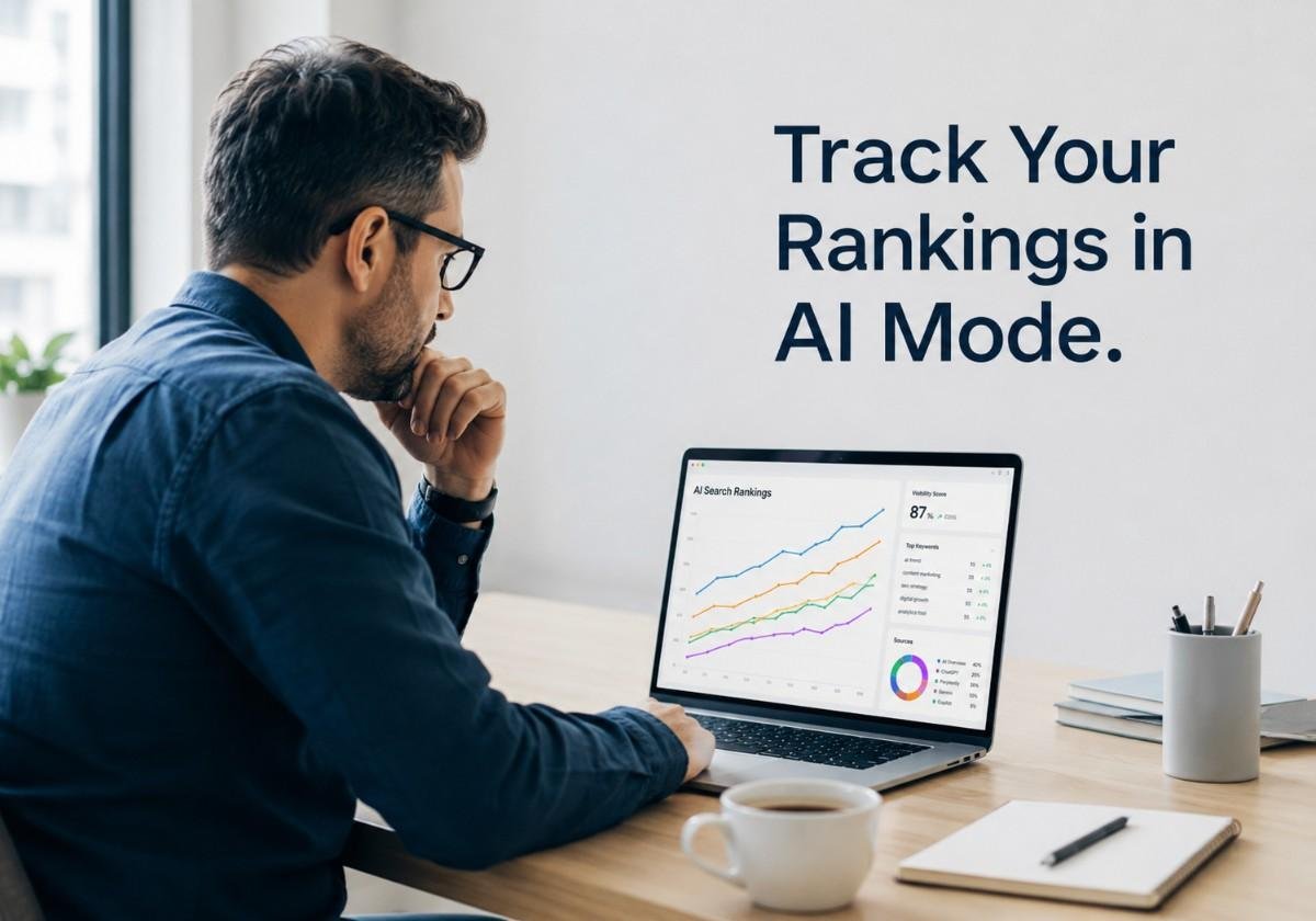 rank tracking tool ai mode dashboard shown on laptop screen