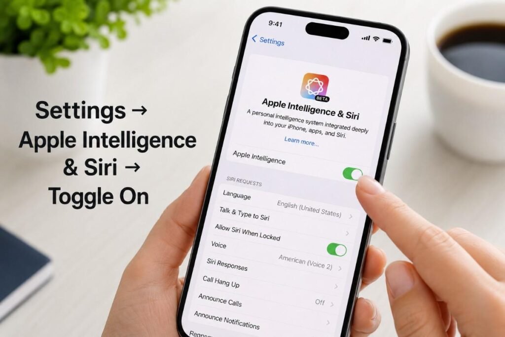 How to turn on Apple Intelligence in iPhone Settings menu